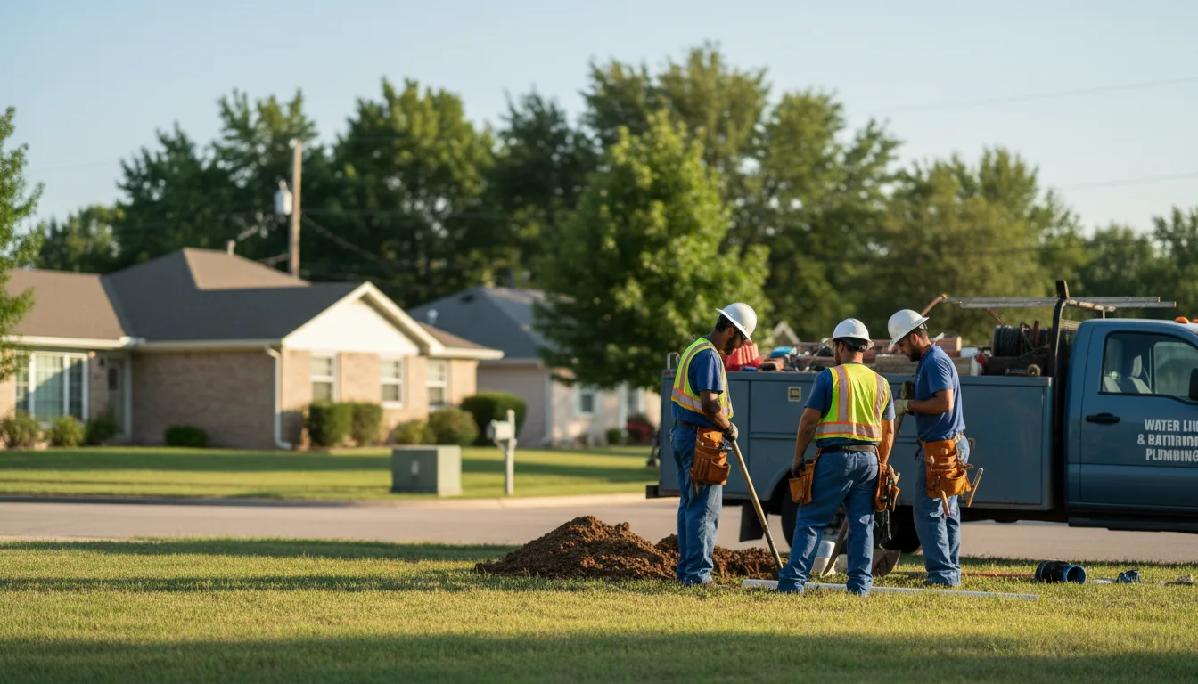 Residential water line and bathroom plumbing service in Trafalgar, IN